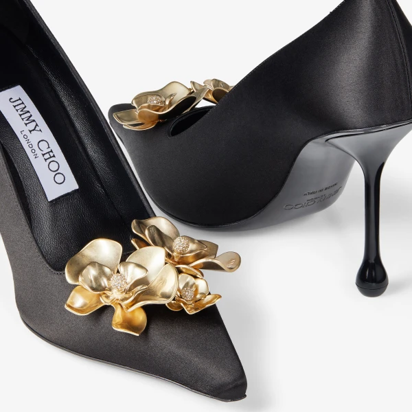 Black and Metal MIX Jimmy Choo Ixia 95 Pumps, view 4 | Heels
