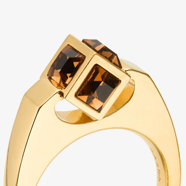 Gold and Multi Jimmy Choo JC Cube Triple Ring, view 3 | Rings