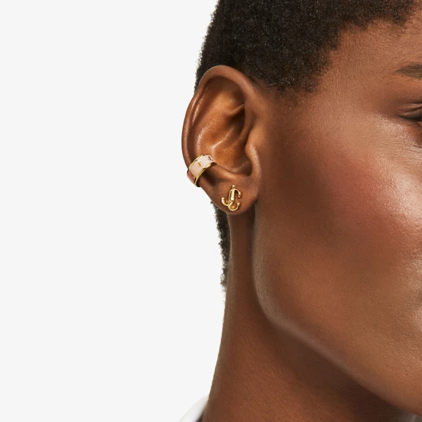 Gold Jimmy Choo JC Mini Studs, view 3 | Earrings
