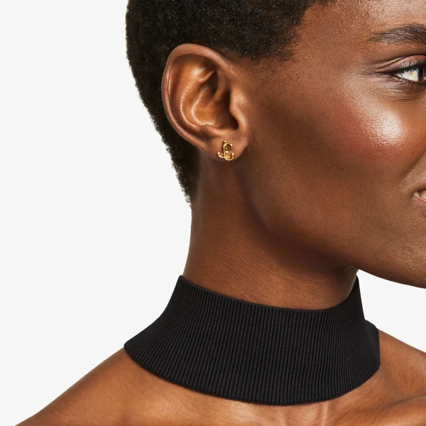 Gold Jimmy Choo JC Mini Studs, view 4 | Earrings