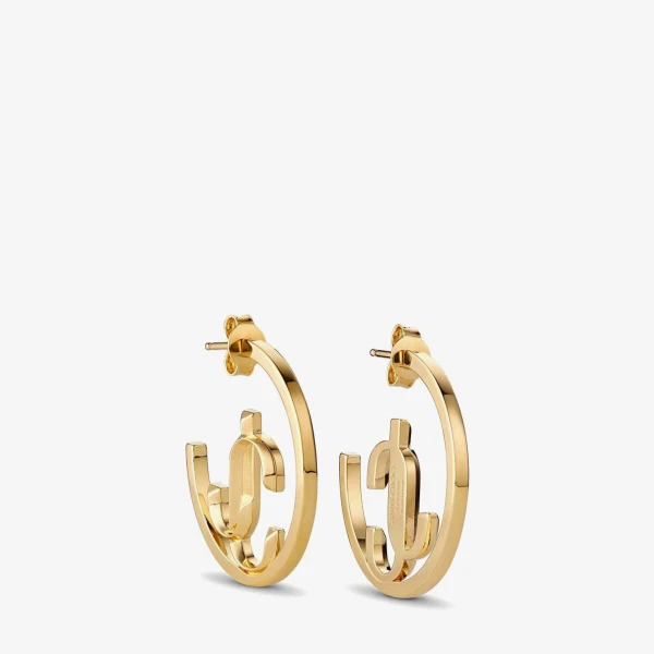 Gold Jimmy Choo JC Monogram Hoops, view 2 | Earrings