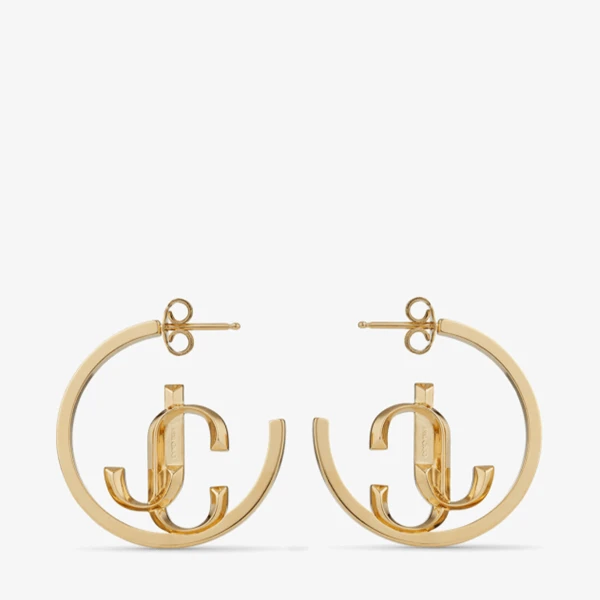Gold Jimmy Choo JC Monogram Hoops, view 4 | Earrings