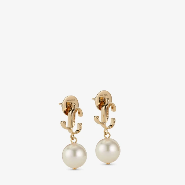 Gold and White Jimmy Choo JC Pearl Earring, view 2 | Earrings