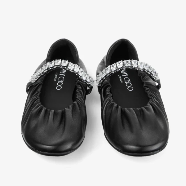 Black and Crystal Jimmy Choo Jade Ballerina Flats, view 4 | Flats