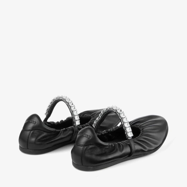 Black and Crystal Jimmy Choo Jade Ballerina Flats, view 5 | Flats