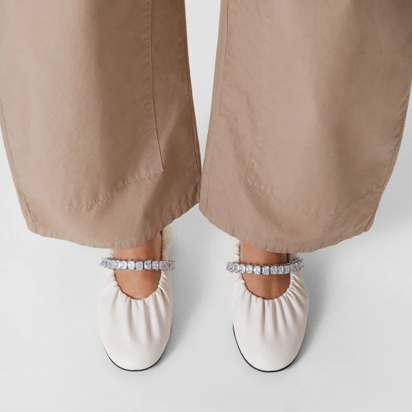 Latte and Crystal Jimmy Choo Jade Ballerina Flats, view 2 | Flats