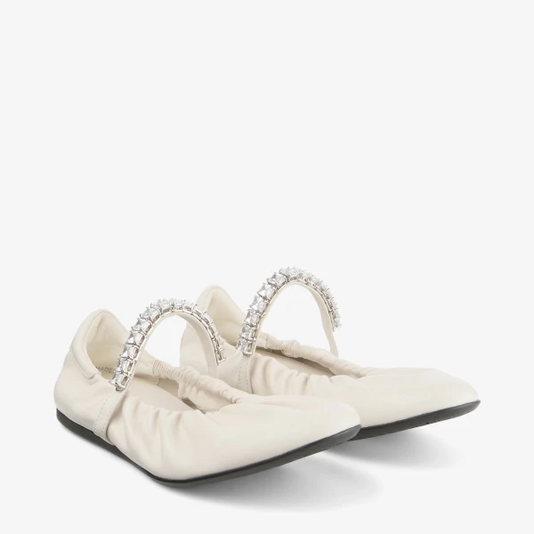 Latte and Crystal Jimmy Choo Jade Ballerina Flats, view 3 | Flats