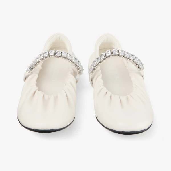 Latte and Crystal Jimmy Choo Jade Ballerina Flats, view 5 | Flats