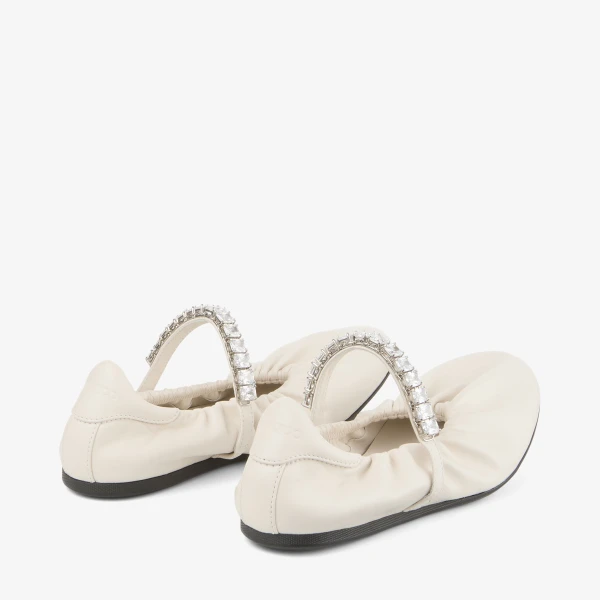Latte and Crystal Jimmy Choo Jade Ballerina Flats, view 6 | Flats