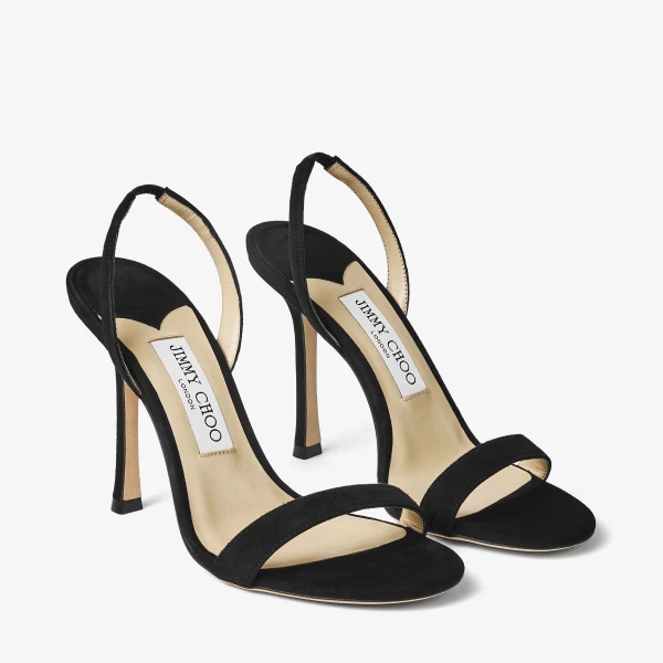 Black Jimmy Choo Jenn 100 Sandals, view 3 | Sandals
