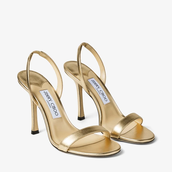 Gold Jimmy Choo Jenn 100 Sandals, view 3 | Sandals