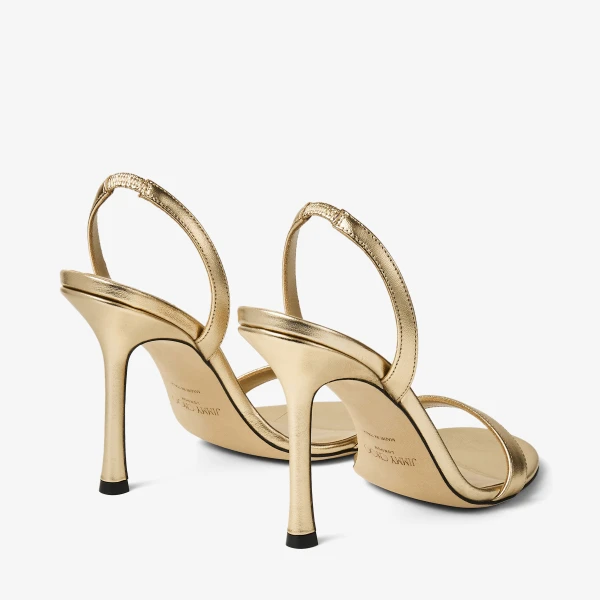 Gold Jimmy Choo Jenn 100 Sandals, view 6 | Sandals