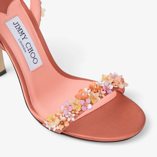 Grapefruit and Multi Jimmy Choo Jenn 100 Sandals, view 4 | Sandals