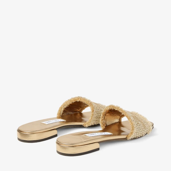 Gold and Dark Cappuccino Jimmy Choo Joa Flat, view 5 | Sandals