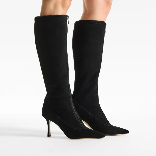Black Jimmy Choo Jozi Knee Boot 85, view 3 | Boots