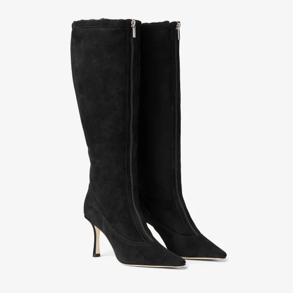 Black Jimmy Choo Jozi Knee Boot 85, view 4 | Boots