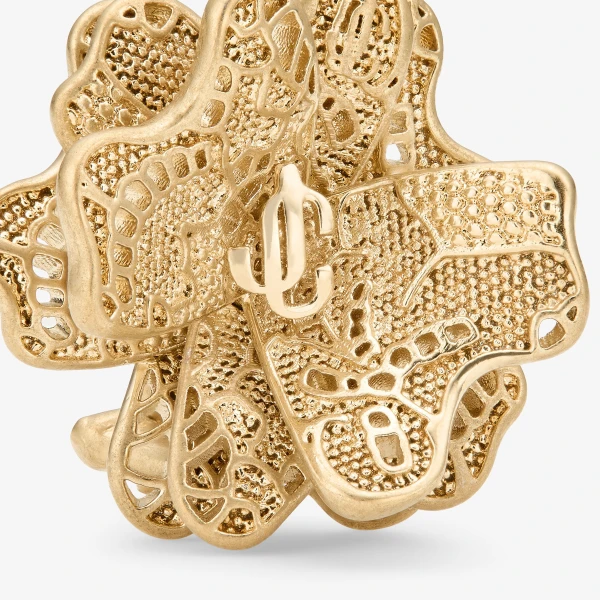 Gold Jimmy Choo Lace Corsage Studs, view 3 | Earrings