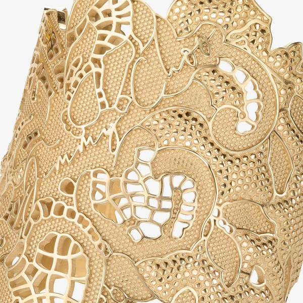 Gold Jimmy Choo Lace Cut-out Cuff Bracelet, view 3 | Bracelets