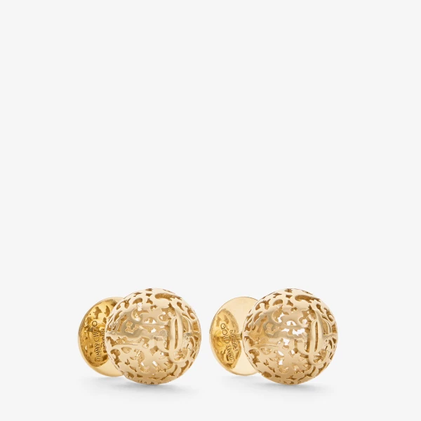 Gold Jimmy Choo Lace Sphere Studs, view 2 | Earrings
