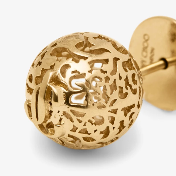 Gold Jimmy Choo Lace Sphere Studs, view 3 | Earrings