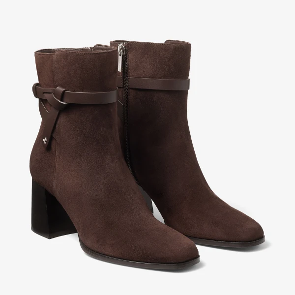 Chocolate Jimmy Choo Lawton Ankle Boot 65, view 3 | Boots