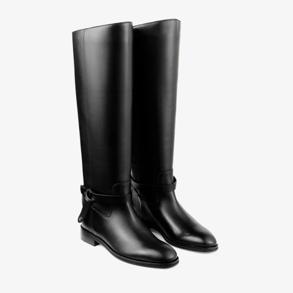 Black Jimmy Choo Lawton Knee Boot Flat, view 3 | Boots