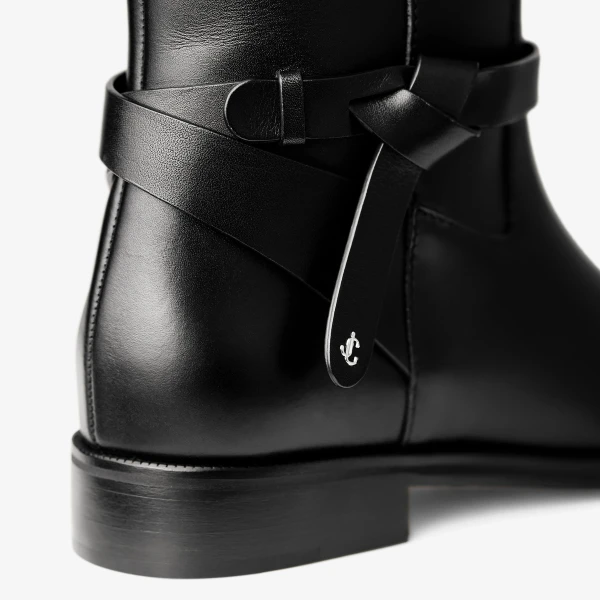 Black Jimmy Choo Lawton Knee Boot Flat, view 4 | Boots