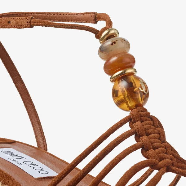 Tan Mix Jimmy Choo Lemi Wedge 50, view 4 | Sandals