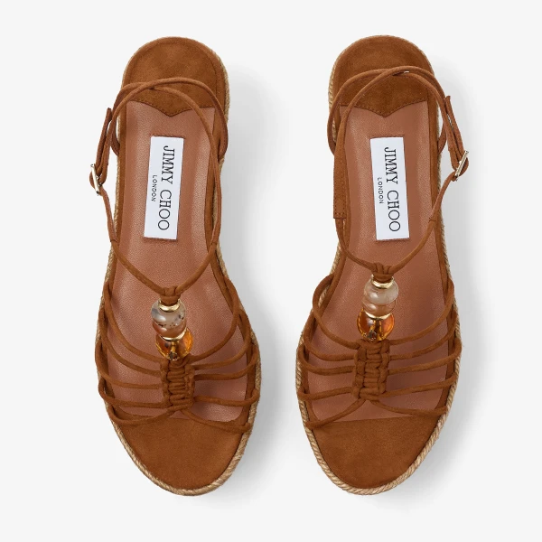 Tan Mix Jimmy Choo Lemi Wedge 50, view 5 | Sandals