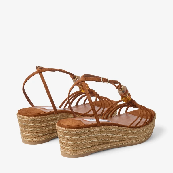 Tan Mix Jimmy Choo Lemi Wedge 50, view 6 | Sandals