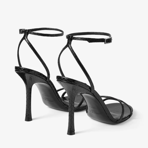 Black Jimmy Choo Leo 100 Sandals, view 6 | Sandals