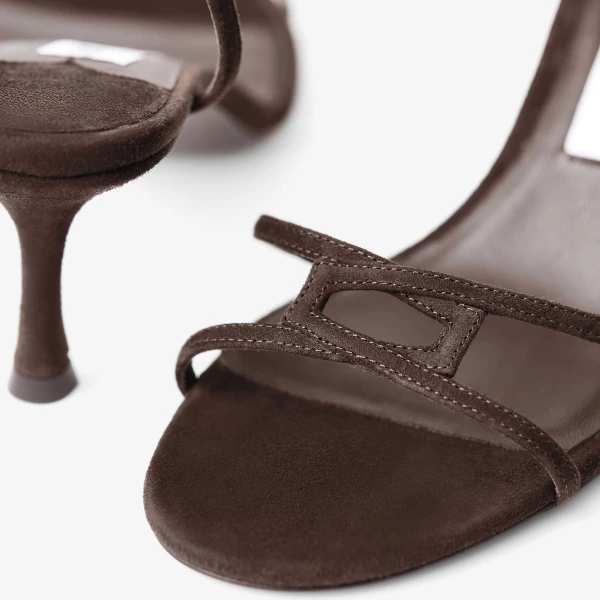 Chocolate Jimmy Choo Leo 65 Sandals, view 4 | Sandals