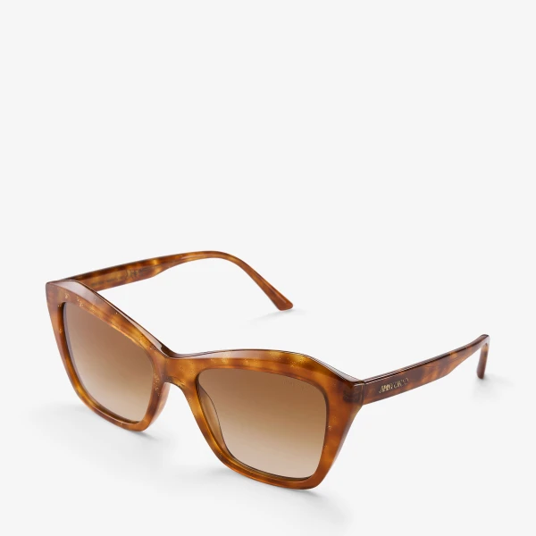 Blonde Glitter Havana Jimmy Choo Lexa Sunglasses, view 2 | Sunglasses