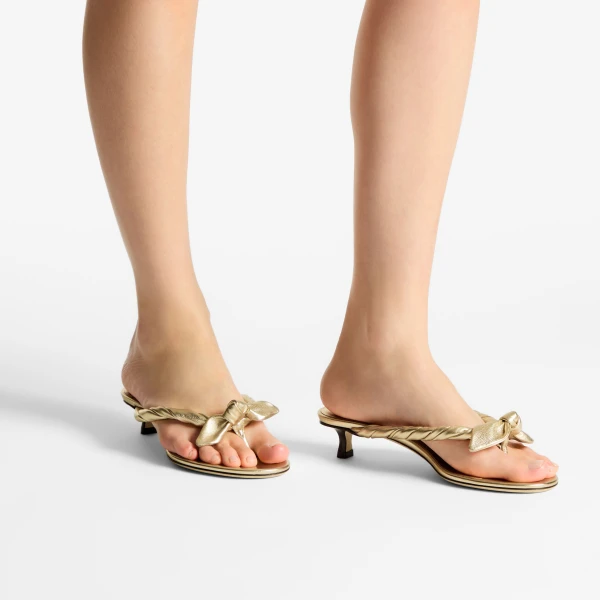 Gold Jimmy Choo Liss 35 Mules, view 2 | Mules