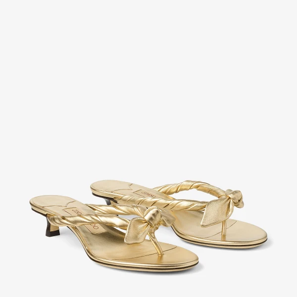 Gold Jimmy Choo Liss 35 Mules, view 3 | Mules