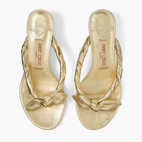 Gold Jimmy Choo Liss 35 Mules, view 4 | Mules