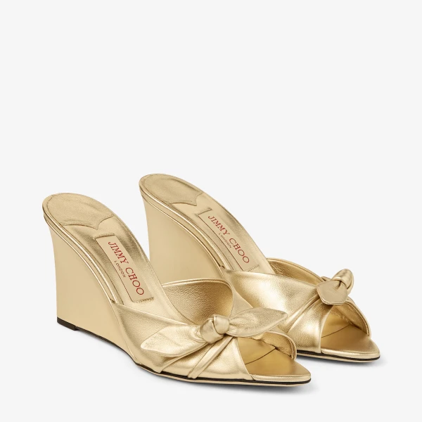 Gold Jimmy Choo Livi Wedge 85, view 3 | Mules