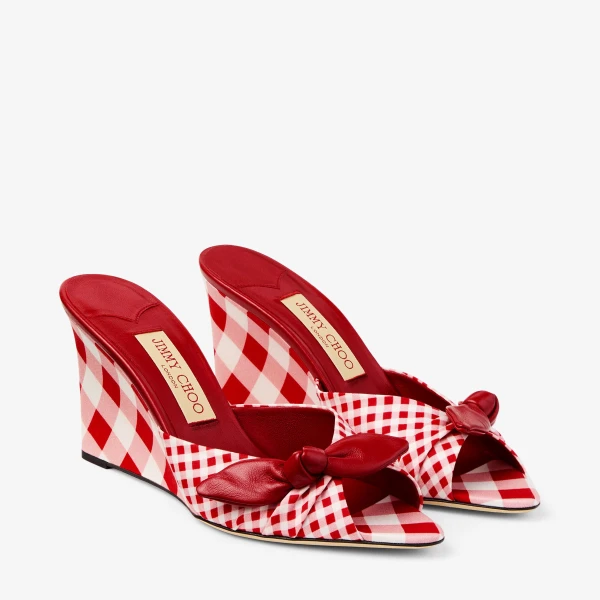 Ruby Red Mix Jimmy Choo Livi Wedge 85, view 3 | Mules