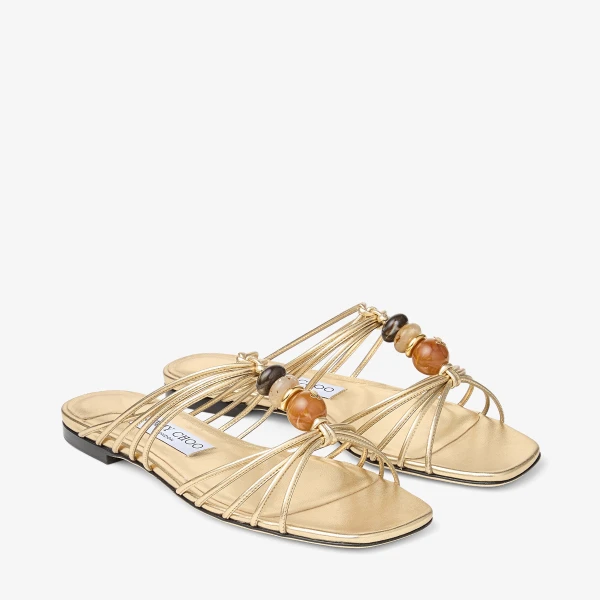 Gold Mix Jimmy Choo Lova Mule Flat, view 3 | Flats