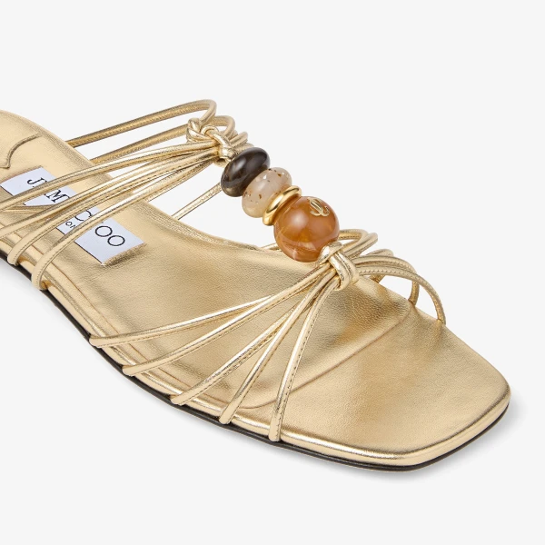 Gold Mix Jimmy Choo Lova Mule Flat, view 4 | Flats
