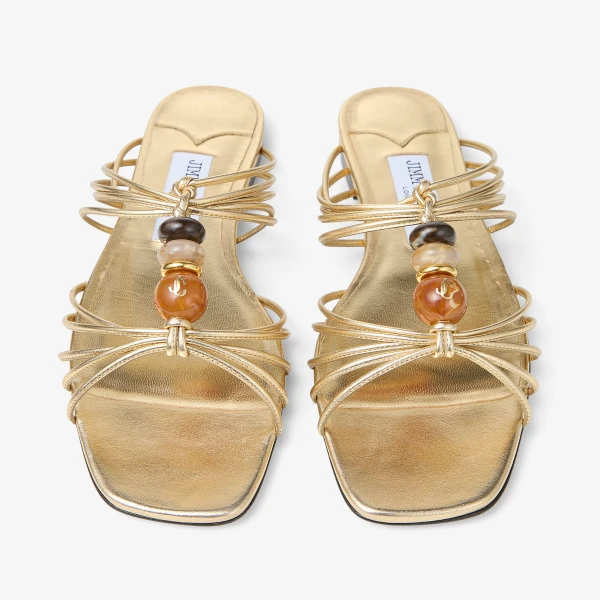 Gold Mix Jimmy Choo Lova Mule Flat, view 5 | Flats
