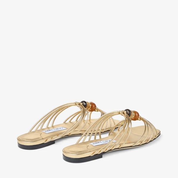 Gold Mix Jimmy Choo Lova Mule Flat, view 6 | Flats