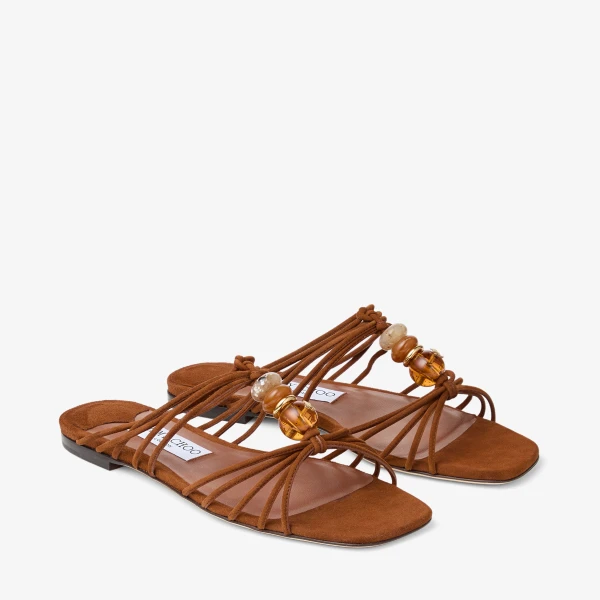 Tan Mix Jimmy Choo Lova Mule Flat, view 3 | Flats