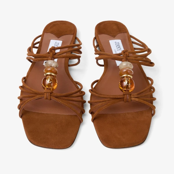 Tan Mix Jimmy Choo Lova Mule Flat, view 5 | Flats
