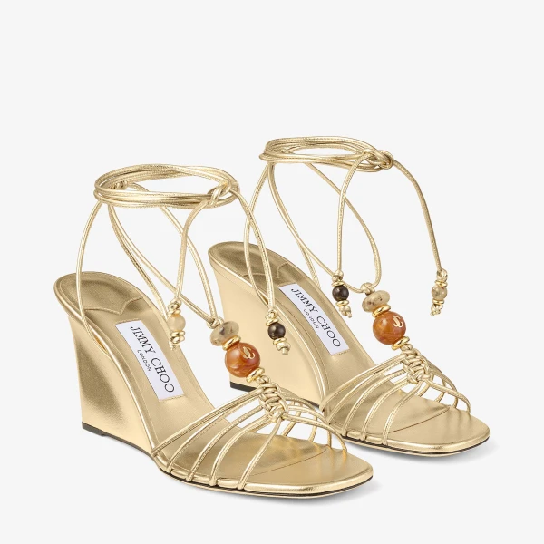 Gold Mix Jimmy Choo Lova Wedge 85, view 3 | Sandals