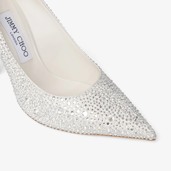 Ivory and Crystal Jimmy Choo Love 100 Pumps, view 4 | Heels