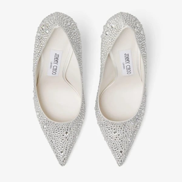 Ivory and Crystal Jimmy Choo Love 100 Pumps, view 5 | Heels