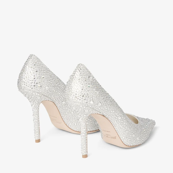 Ivory and Crystal Jimmy Choo Love 100 Pumps, view 6 | Heels