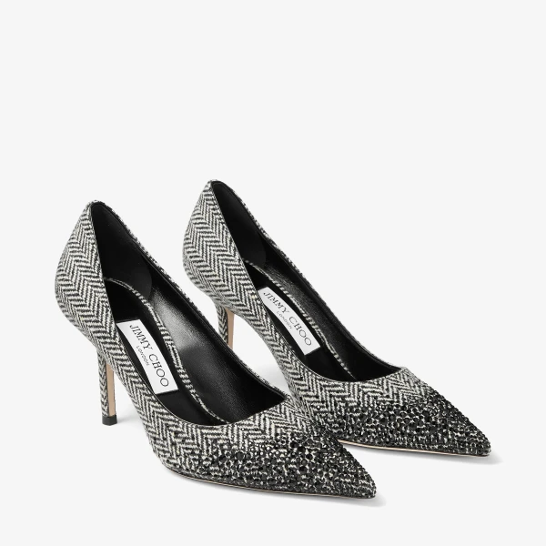 Grey and Black Mix Jimmy Choo Love 85 Pumps, view 3 | Heels