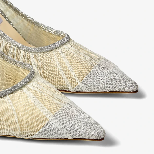 Ivory and Silver Jimmy Choo Love 85 Pumps, view 3 | Heels